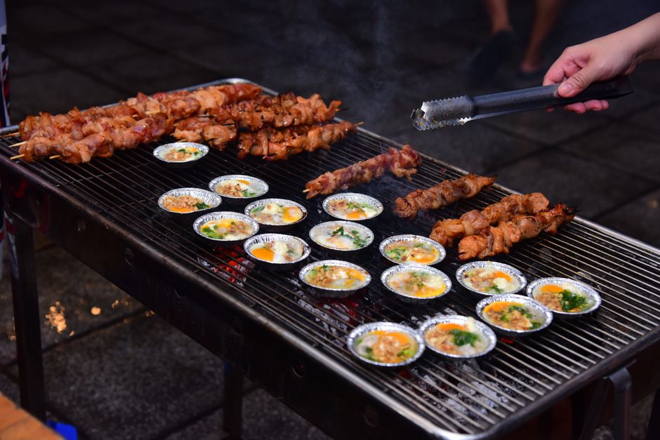 A spread of high-protein foods